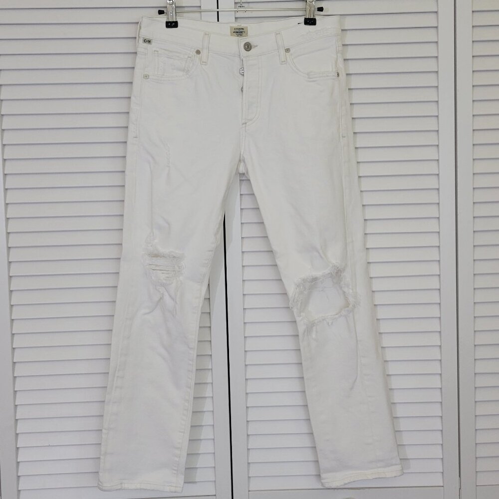 COH Emerson Slim Boyfriend Knee Tear Jean in Fracture Destroy White